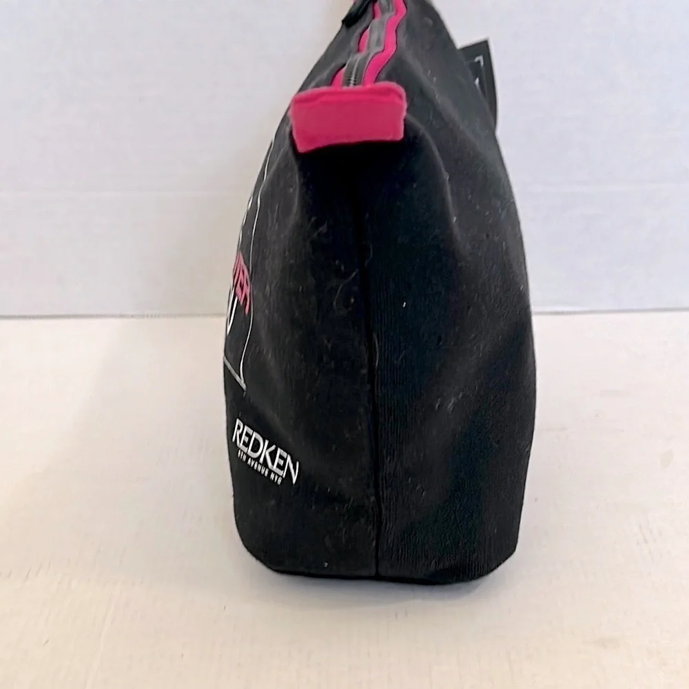 Redken Black and Pink Cosmetic Bag with matching hair and scalp massager NWT